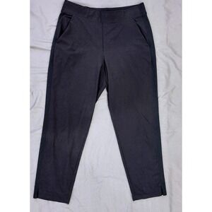 Athleta Black Tapered Ankle Pants Side Stripe High Rise Pockets Size 12